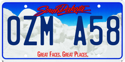 SD license plate 0ZMA58