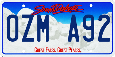 SD license plate 0ZMA92