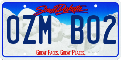 SD license plate 0ZMB02