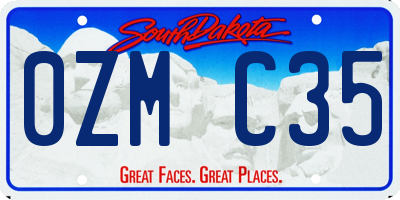 SD license plate 0ZMC35