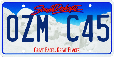 SD license plate 0ZMC45