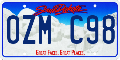 SD license plate 0ZMC98