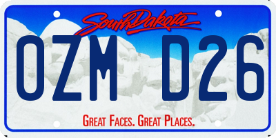 SD license plate 0ZMD26