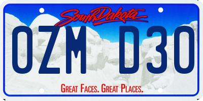 SD license plate 0ZMD30