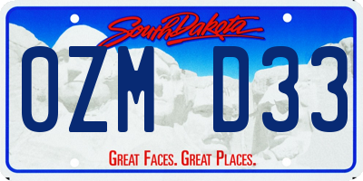SD license plate 0ZMD33