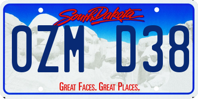 SD license plate 0ZMD38