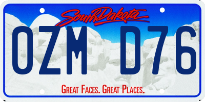 SD license plate 0ZMD76