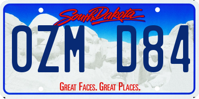 SD license plate 0ZMD84