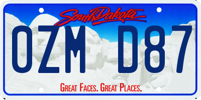 SD license plate 0ZMD87