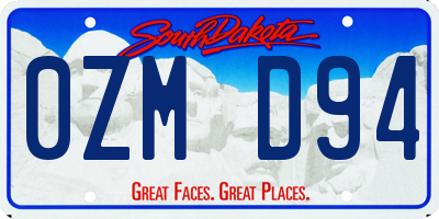 SD license plate 0ZMD94