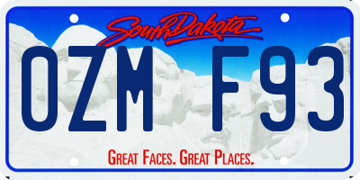 SD license plate 0ZMF93