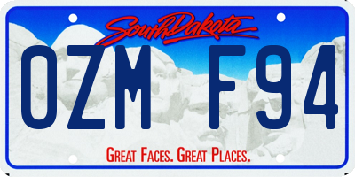 SD license plate 0ZMF94