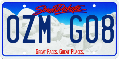 SD license plate 0ZMG08