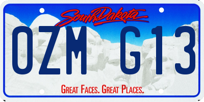 SD license plate 0ZMG13