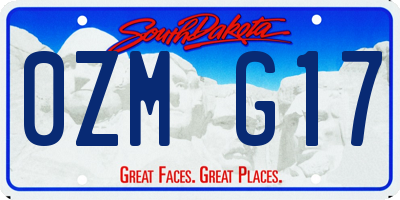 SD license plate 0ZMG17