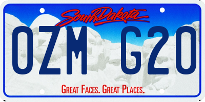 SD license plate 0ZMG20