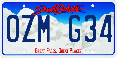 SD license plate 0ZMG34