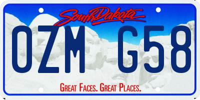 SD license plate 0ZMG58