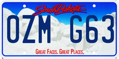 SD license plate 0ZMG63