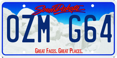 SD license plate 0ZMG64