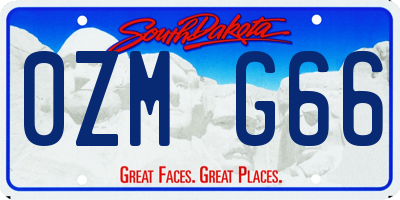 SD license plate 0ZMG66