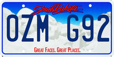 SD license plate 0ZMG92