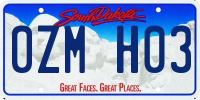 SD license plate 0ZMH03