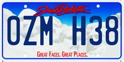 SD license plate 0ZMH38