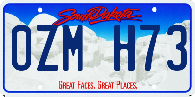 SD license plate 0ZMH73