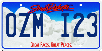 SD license plate 0ZMI23