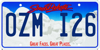 SD license plate 0ZMI26