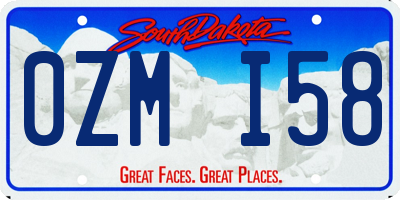 SD license plate 0ZMI58