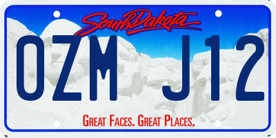 SD license plate 0ZMJ12