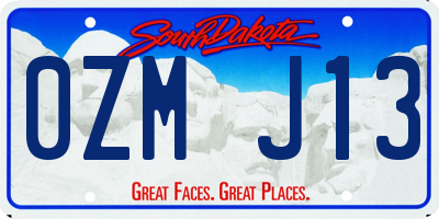 SD license plate 0ZMJ13