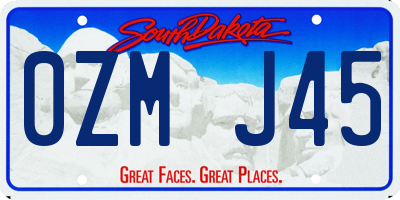 SD license plate 0ZMJ45