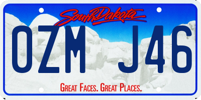 SD license plate 0ZMJ46