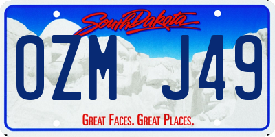 SD license plate 0ZMJ49