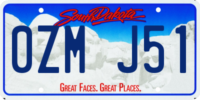 SD license plate 0ZMJ51