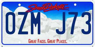 SD license plate 0ZMJ73
