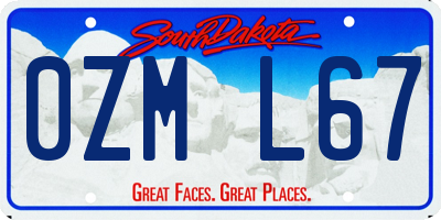 SD license plate 0ZML67
