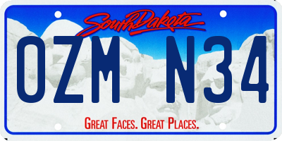 SD license plate 0ZMN34