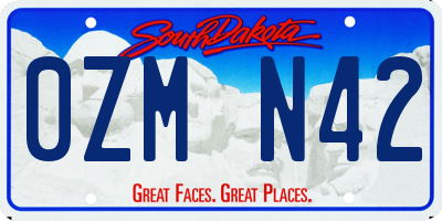 SD license plate 0ZMN42