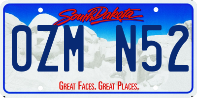 SD license plate 0ZMN52
