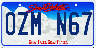 SD license plate 0ZMN67