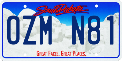 SD license plate 0ZMN81