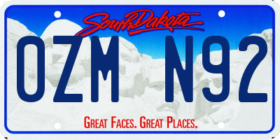 SD license plate 0ZMN92