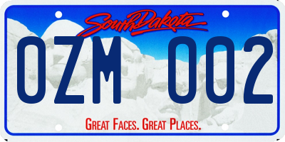 SD license plate 0ZMO02