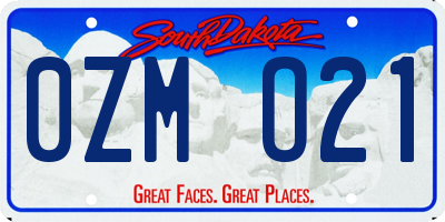 SD license plate 0ZMO21