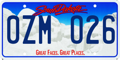 SD license plate 0ZMO26