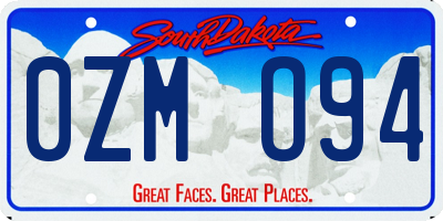 SD license plate 0ZMO94